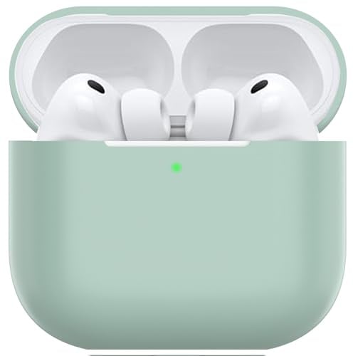 Nemteur Hülle für AirPods Pro 3, Thin Schützende Silikon Case für Air Pods Pro 3 2025 (USB-C) Skin Front LED Sichtbar Silicone Cover, Cloud Grey