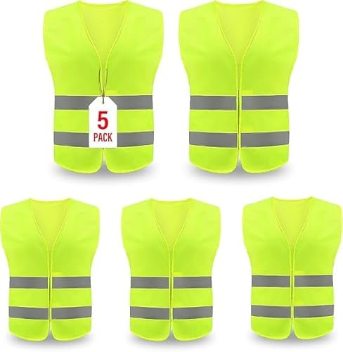 Dr.wenk Warnwesten Auto, Sicherheitswesten Set, Auto Reflektorweste, Warnweste 360° Reflektierend Rundum für Autofahrern Fahrern Arbeitskräften (5pcs)