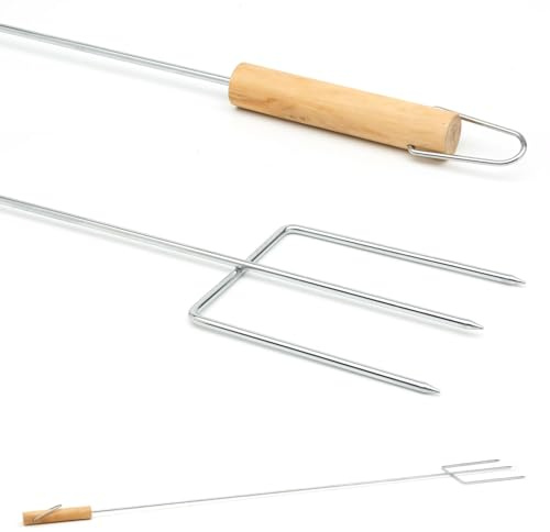 CKB LTD Marshmallow Toasting Fork - Extra Long 75cm Large Roasting Skewer with Wooden Handle for BBQ Grilling, Bonfire, Camping, Fire Pit, Campfire, Barbecue Telescoping