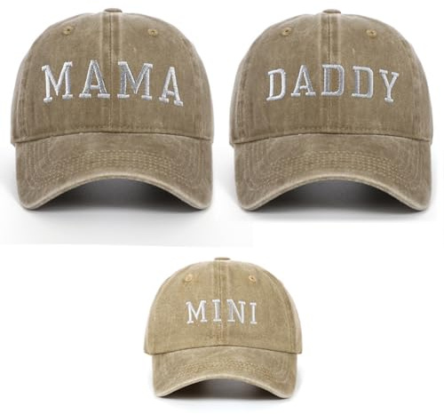 GreatRise Lustige Bestickte Baumwolle Baseballkappe Set Mama Daddy Mini Eltern-Kind-Mütze Verstellbare Sonnenschutz Basecap Passende Familienmütze Sommermütze für Sommer Sport