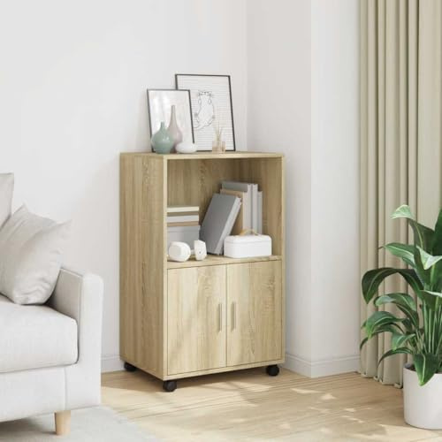 Mimdixy Küchenschrank Apothekerschrank Küche,Rollschrank -Eiche 55x40x91 cm Holzwerkstoff