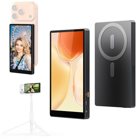 K&F CONCEPT Selfie Monitor Screen for iPhone, 5 Wireless iPhone Monitor | Magnetic Back Camera Mirror Screen for Content Creators, Vlogging & Live Streaming, Ultra-Long 6-Hour Battery Life - M5
