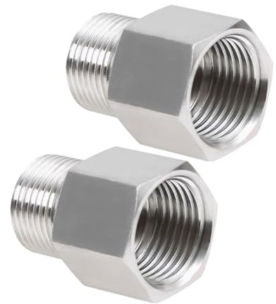 Double Standard Change Fittings 2 Units 3 / 8inch to 1 / 4inch Steel Threaded Adapters Pipe Thread Connector Heavy Duty Threaded Connector to Conversion Adapter