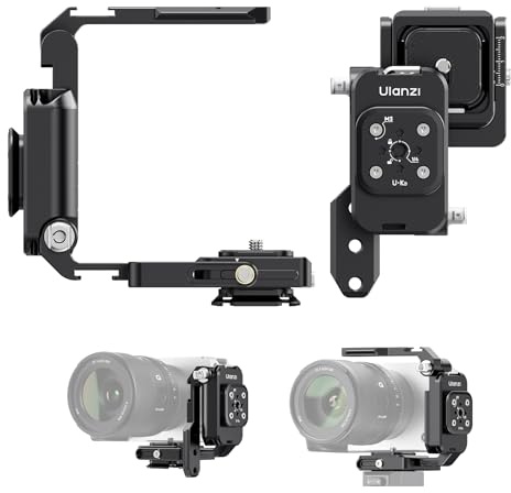 ULANZI XJ01 Universeller Faltbarer Kamerakäfig, portabler Top-Handle & Videokameragriff, Uka-Schnellwechsel mit 1/4 & Kaltgeräteschuhen, NATO-Schienen & ARRI, kompatibel mit DSLR und Camcordern