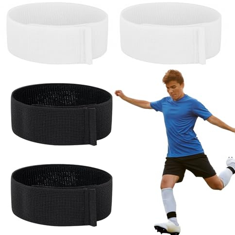 Football Sock Tape 4 Pcs, Adjustable Shin Guard Straps for Kids Adults | football sock tape, 4 Pcs, adjustable, shin guard straps, elastic, non-slip, kids, youth, adults, black white