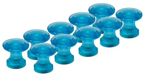 Traditional Light Blue Magnetic Map Pin Magnets for Fridge, Whiteboard, Noticeboard, Filing Cabinet - Pack of 12