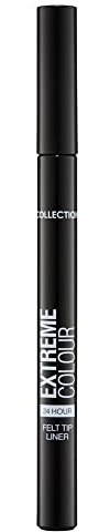 Collection Cosmetics 24hr Felt Tip Liner, Fast Drying - Night and Day Wear, 1.5g, Black, Gel