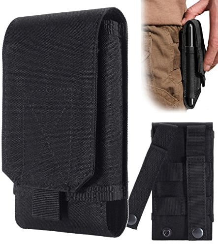 Funda de Urvoix para enganchar al cinturón y Llevar el teléfono móvil, diseño Militar de Camuflaje, Color Negro, tamaño L