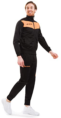Givova Herren Visa Fluo Trainingsanzug, Nero/Arancio Fluo, XXL EU