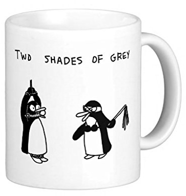 Orama MUG024 Evil pinguine zwei shades of grey -Lustige Neuheiten Tee/kaffee Tasse, 325,3 ml, Keramik, weiß, 6 x 6 x 6 cm