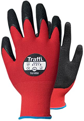 Traffi TG1050 - X-Dura Latex Glove - Cut Level 1 Safety Glove - 10 Pairs of Size 6