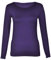 New Ladies Plus Size Long Sleeve T-shirt Womens Stretch Plain Top Sizes 8-26 (M/L (12-14 UK), PURPLE)