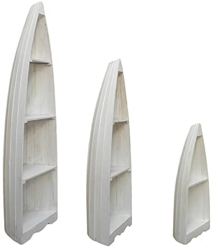 Oriental Galerie Bootsregal Regal im Boots-Design Holzregal Standregal Aufbewahrung Konsole Bord Albesia Holz, Design:Nr. 2, Größe:Groß