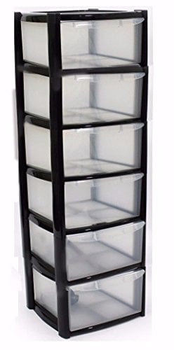 VSL 6 Drawer Plastic Storage Unit Black