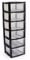 VSL 6 Drawer Plastic Storage Unit Black