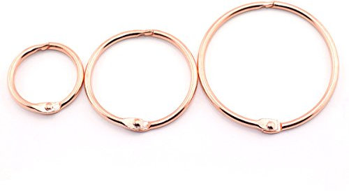 Lind Kitchen 50pcs 1 1.5 2 Rose Gold Book Ring Assorted Kit Metal Loose Leaf Book Binder Hinged Buckle Rings Scrapbook Sketchbook Craft Photo Album DIY Binding Ring 25/38/51mm