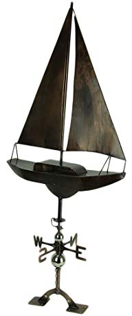 Things2Die4 Cuivre Antique Finition métal voilier Girouette avec Toit Plat