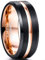 NUNCAD Men's Rings Black 8mm Tungsten Wedding Ring for Men Two-Tone Simple Band Ring with Rose Gold Groove Beveled Edges Size W