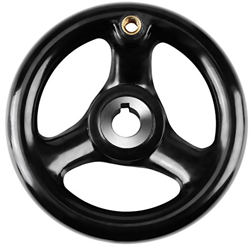 Volante de 12 * 125 mm con mango giratorio, volante de fresado, volante redondo negro de 3 radios con mango giratorio para torno y fresadora