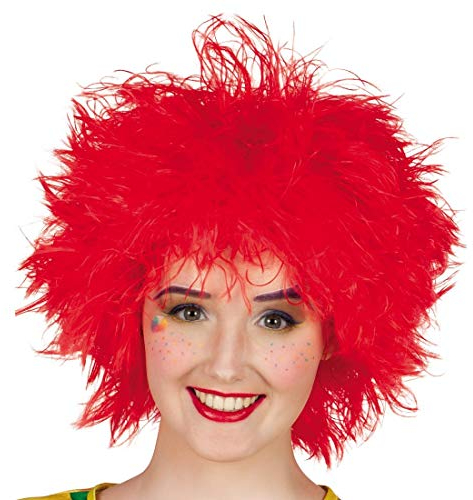 NET TOYS Knallige Wuschel-Perücke Clown - Rot - Schrille Unisex-Perücke Struwel Karnevalsperücke - Bestens geeignet für Karneval & Kostümfest