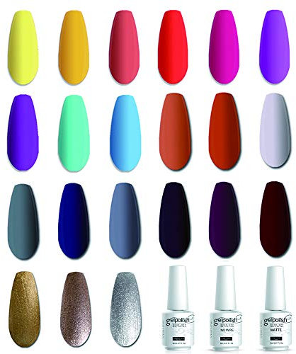 Vishine Gel Nail Polish Set - 24 PCS 22 Color Gel Nail Polish 8ml with No Wipe Base and Top Coat, Long Lasting, High Gloss, Chip Resistant
