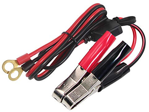KUNCAN Alligator Clips Battery Terminals - Battery Alligator Clips to O Ring Terminal Harness Wire 2 Pin Lug Cable 16AWG, Eyelet Terminal Harness Extension Charge Cord 15A Fused (3ft)