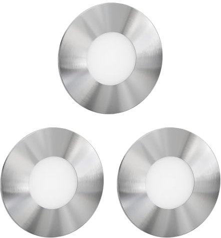 ledscom.de 3 Stück LED Treppenlicht/Wandeinbauleuchte FEX für innen und außen, rund, edelstahl, 85mm Ø, warmweiß