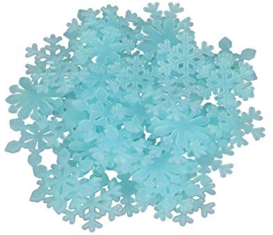 VALICLUD 50Pcs im Dunkeln Leuchten Schneeflocken Wandaufkleber Fluoreszenz 3D Schneeflocke Wandtattoo Weihnachten Leuchtende Fenster Aufkleber Dekoration (Blau)