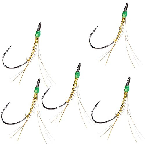 Balzer Spoonhaken mit Glitter - 5 Forellenhaken für Spoons, Größe:8, Farbe:Goldfarben Glitter