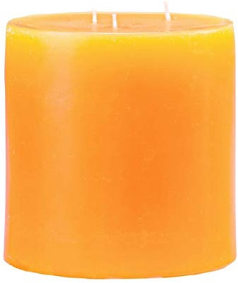 Stumpenkerzen 3-Docht Kerze Gelb/Orange 15 x Ø 15 cm, Mehrdochtkerze, durchgefärbt