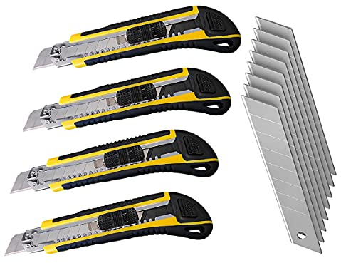LEDLUX 4 Kit Cutter professionale 18 mm, tagliacarta, 8 lame di ricambio per tagliacarta