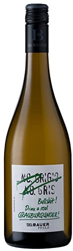 Emil Bauer Grauburgunder Pinot Grigio, Pinot Gris - Bullshit, drink a real Grauburgunder!, Trockener Weißwein aus der Pfalz (1 x 0.75l)
