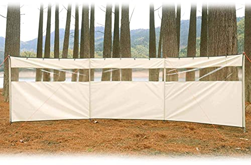 koncy Camping Windschutz Sichtschutz - Strand Windschutz mit Sichtfenster, Outdoor Caravan Privacy Shield für Picknick Grill Lagerfeuer 440x130cm (Color : Beige)