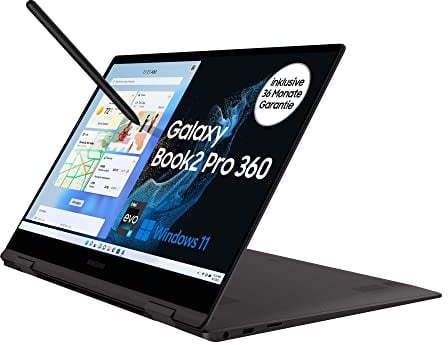 Samsung Galaxy Book2 Pro 360 39,62 cm (15,6 Zoll) Notebook (Intel Core Prozessor i7, 16 GB RAM, 512 GB SSD, Windows 11 Home) inklusive 36 Monate Garantie [Exclusiv bei Amazon], Graphite