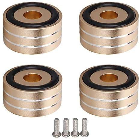 4pcs Pointes D'isolation de Haut-Parleur, Pieds de Support de Platine Vinyle Antichoc 40x20mm, Supports D'isolation de Pieds de Pare-Chocs Adhésifs pour Haut-parleurs Théâtre Platine Vinyle DAC(Or)