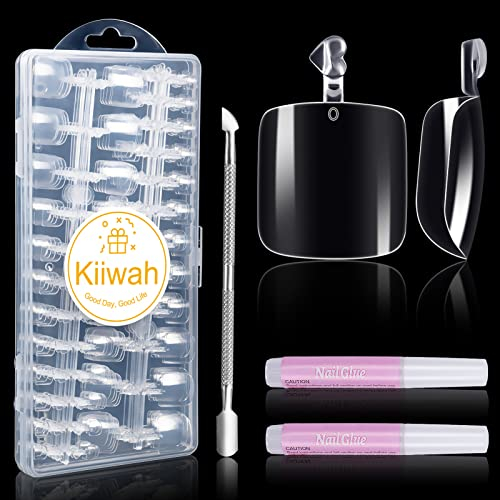 Kiiwah 240 Pièces Faux Capsules Ongles Pied avec Colle, Court Faux Ongles Pied Artificiel Tips Ongles pour Femmes Filles (12 Tailles)