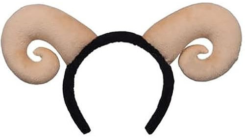 Ram Horns on Headband Goat Sheep Ears Farm Yard Cosplay Animal World Book Day Fancy Dress Costume