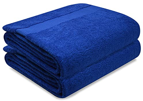 Towelogy® Super Soft Luxurious Bath Sheets Extra Large 100% Egyptian Cotton Bathroom Shower Towel Super Absorbent Hotel Quality Fade Resistant 90x140cm | Machine Washable (Royal Blue, 2)