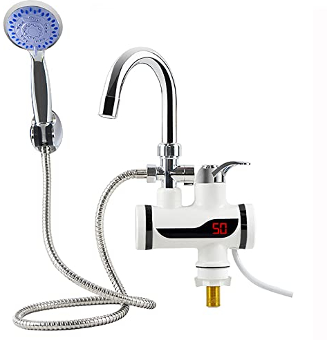 Grifo De Calentador De Agua Instantáneo Eléctrico Para Ducha, Calentador De Agua Instantáneo Con Pantalla LED Digital, Grifo De Baño, Grifo De Cocina Con Cabezal De Ducha,Under inflow