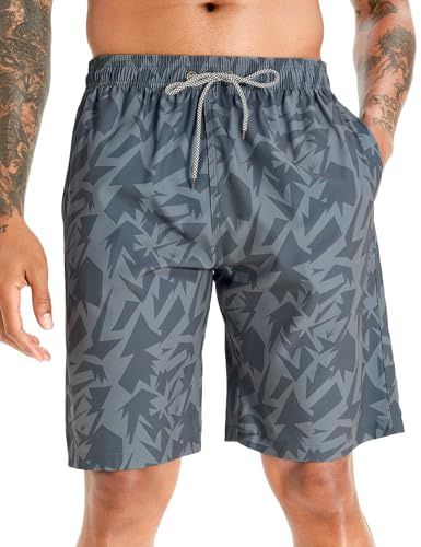 APTRO Maillot Short de Bain Homme Piscine Séchage Rapide Surf l'été Hawaïen Short de Plage Imprimé Gris foncé S224 M