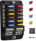 sprtountpao Panneau de Fusibles de de Fusible 12V 12 Voies avec BoîTe à Fusibles au Sol et 12 Volts pour Bateau Automobile RV RZR