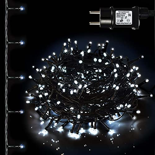 Luci Albero Di Natale Multicolore, Luci Natalizie a 200 LED 10 Metri, Cavo Trasparente, 8 Modalità, Luci Albero Di Natale da Interno Ed Esterno, Impermeabile IP44 ( Cavo Verde, 100 LED, Luce Fredda )