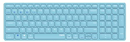 Rapoo E9700M kabellose Tastatur Wireless Keyboard wiederaufladbarer Akku flaches Aluminium Design DE-Layout QWERTZ PC & Mac - blau