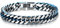 Herren Edelstahl Silber Blau Zweifarbig Panzerkette Armband, Satiniert