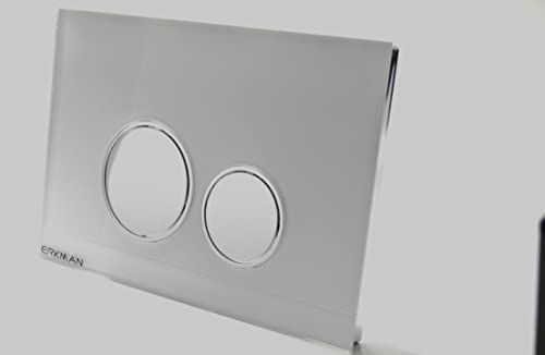 Drückerplatte Weiß aus Glas/passend für die Sigma Serie UP320 Geberit (111300005) / 2-Mengen Spülung/Betätigung von vorne Doppelspülung (runde Taster)