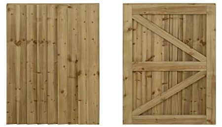 Featheredge Wooden Garden and Side Gates, Fully Framed and Capped (v2)(H-1200, W-975, Natural (Light Green) Finish)