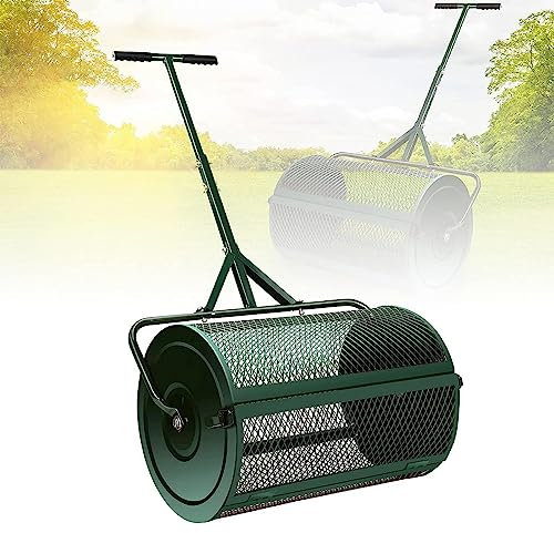 RayGenius éPandeur De Gazon Et De Jardin avec PoignéE en T AméLioréE, éPandeur LéGer à Mailles MéTalliques pour L'Entretien du Gazon Et du Jardin Rouleau D'éPandage De Fumier,Green-Separate32x60cm