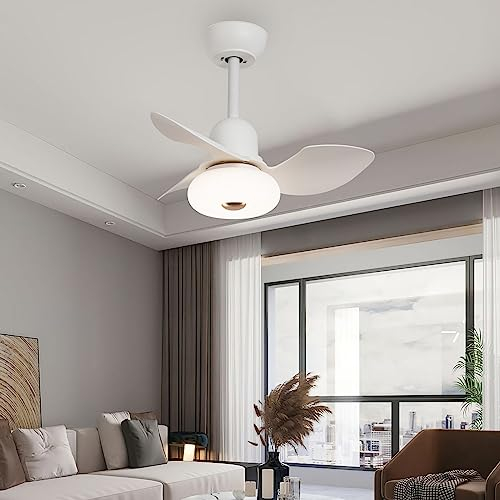 ycwdcz Ventilador De Techo con Luz Y Mando A Distancia 80CM Blanca Plafon Led Ventilador Regulable 6 Velocidades para Dormitorio Salon Motor DC Reversible Lampara Ventilador Techo-White||80CM
