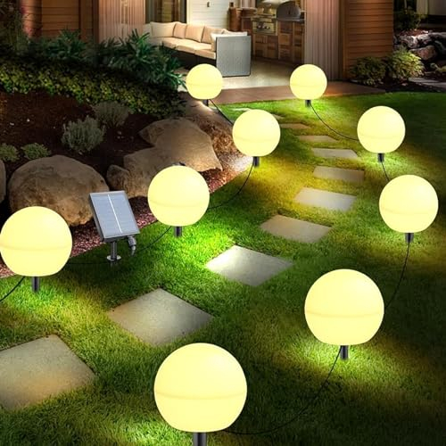 Solar Lights Outdoor Garden 6 Pack Solar Ball Lights Outdoor Garden 7 Color Changing Globe Fairy Lights Waterproof for Outdoor Walkways Christmas Yard Patio Walkway Garden Decoration(6 Pcs, φ12cm)