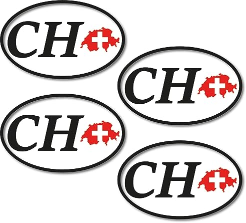 Schweiz Aufkleber 4 Stück 8x5cm EM Autoaufkleber Sticker Umriss Europameisterschaft Auto Urlaub Wohnmobil StVO Kleber wasserfest